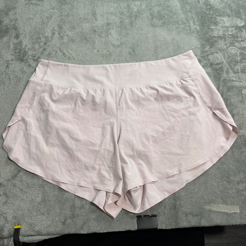 Athleta Run With It 4.5 Short XL Pink Running Athletic Shorts Zipper Pocket